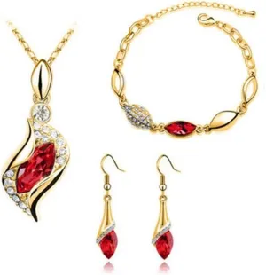 GracesDawn Beautiful Cubic Zirconia with Platinum Plated Chain Necklace Angel Elf Pendant Mosaic Crystal Necklace Bracelet and Earrings Set Necklace 18"