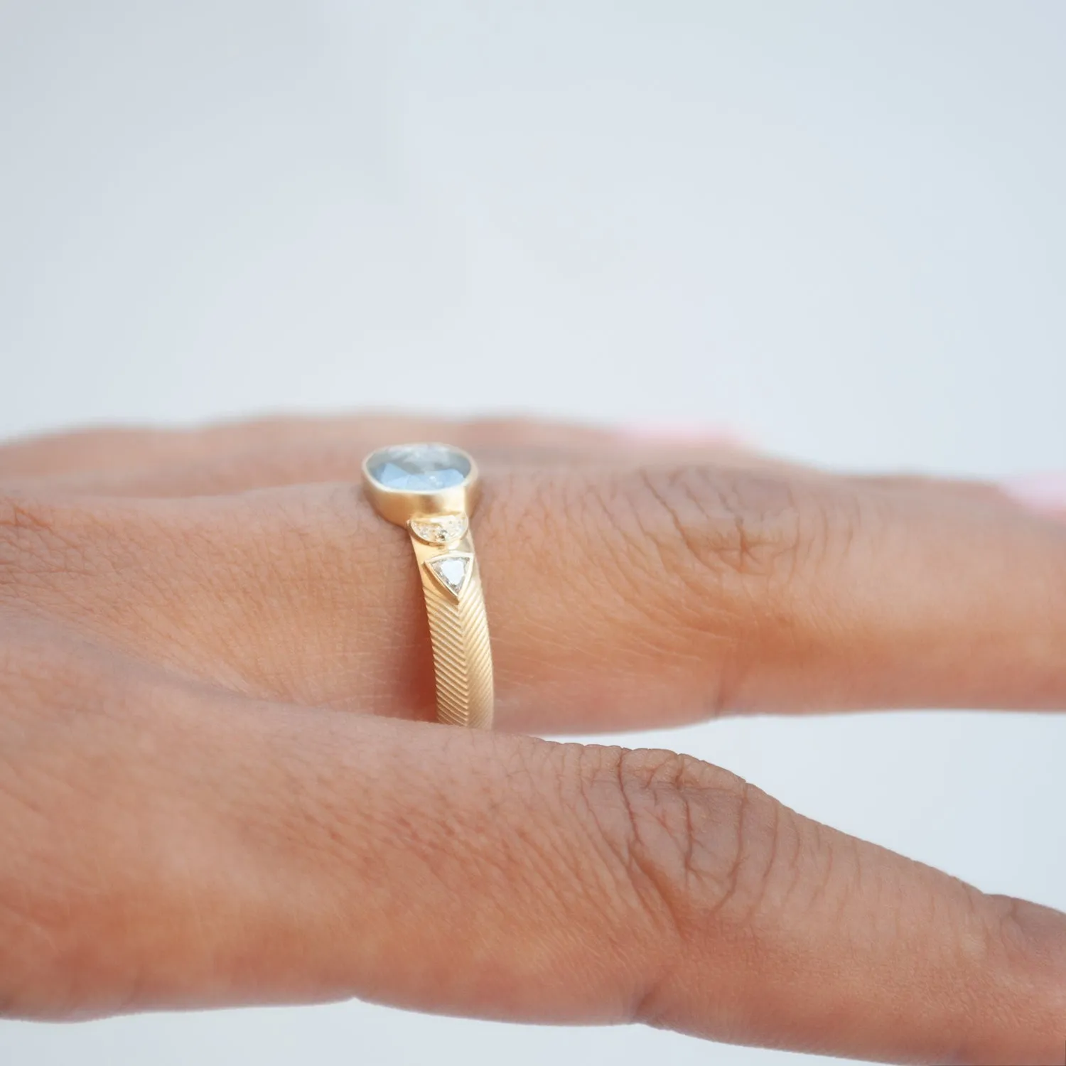 Gray Diamond Crescent Totem Ring