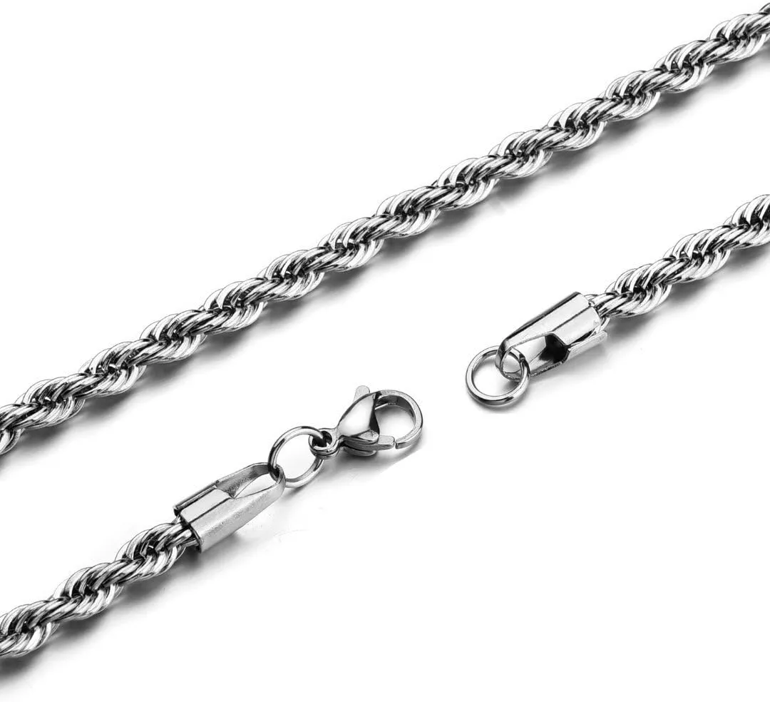 HolyFast Twist Chain Necklace - Stainless Steel Rope Jewelry for Men & Women