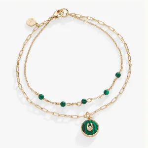 Horseshoe Double Row Bracelet, Reconstituted Malachite