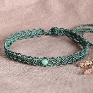 Jade Macrame Choker Necklace Handmade in Aqua Cotton Cords - Stylish Aqua | NOVICA