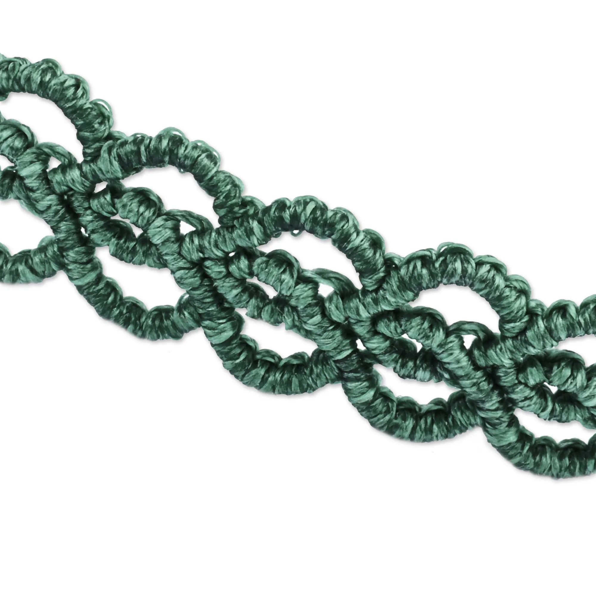 Jade Macrame Choker Necklace Handmade in Aqua Cotton Cords - Stylish Aqua | NOVICA