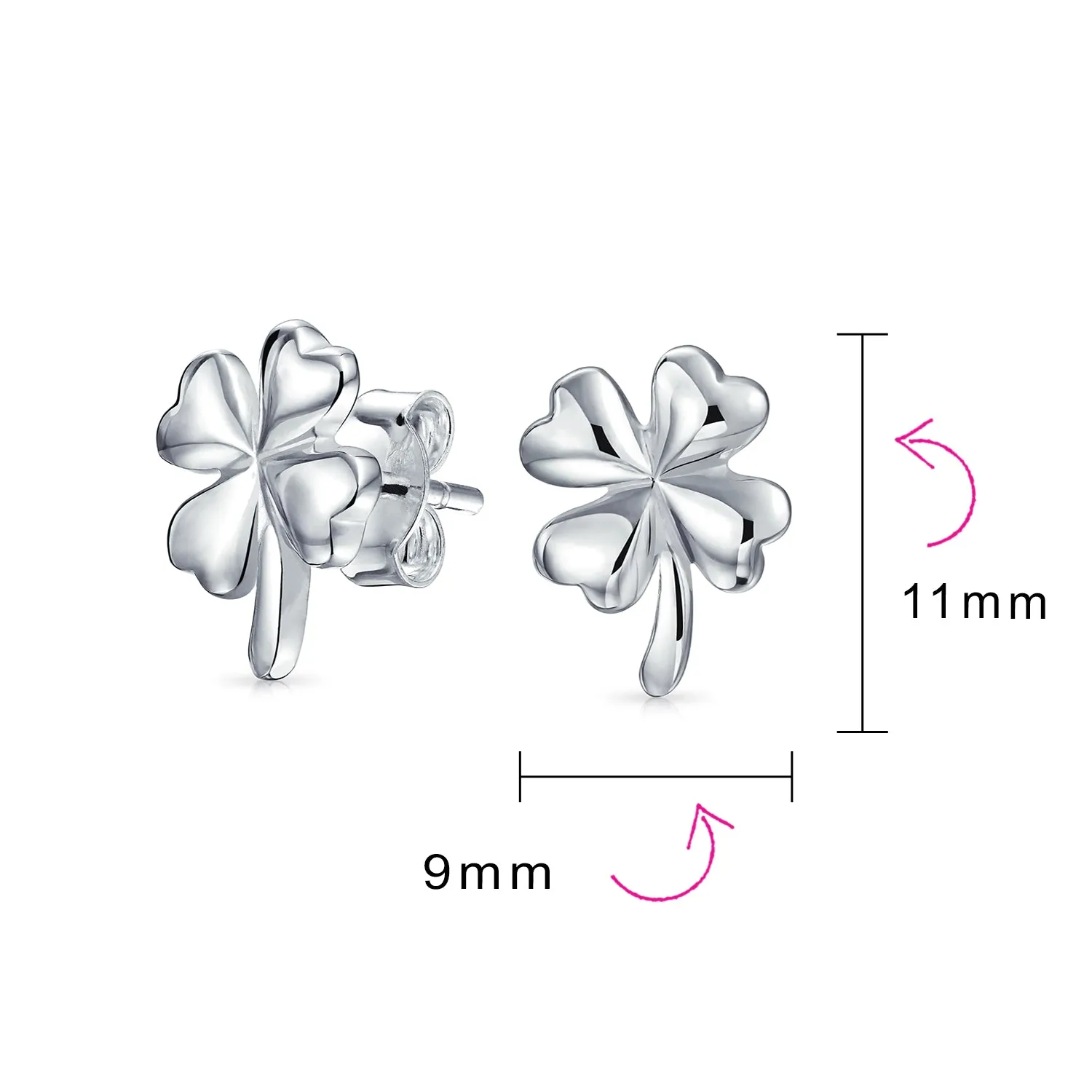 Jewelry Set Four Leaf Clover Shamrock Charm Pendant Necklace 925 Sterling Silver