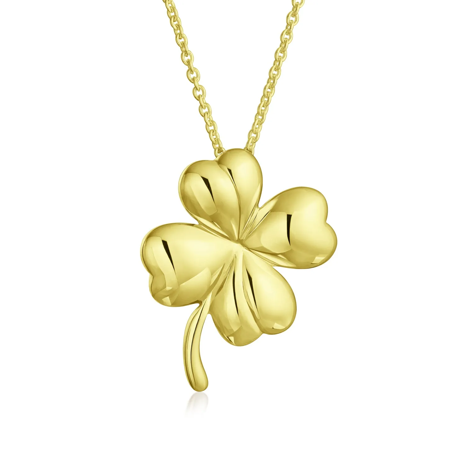 Jewelry Set Four Leaf Clover Shamrock Charm Pendant Necklace 925 Sterling Silver