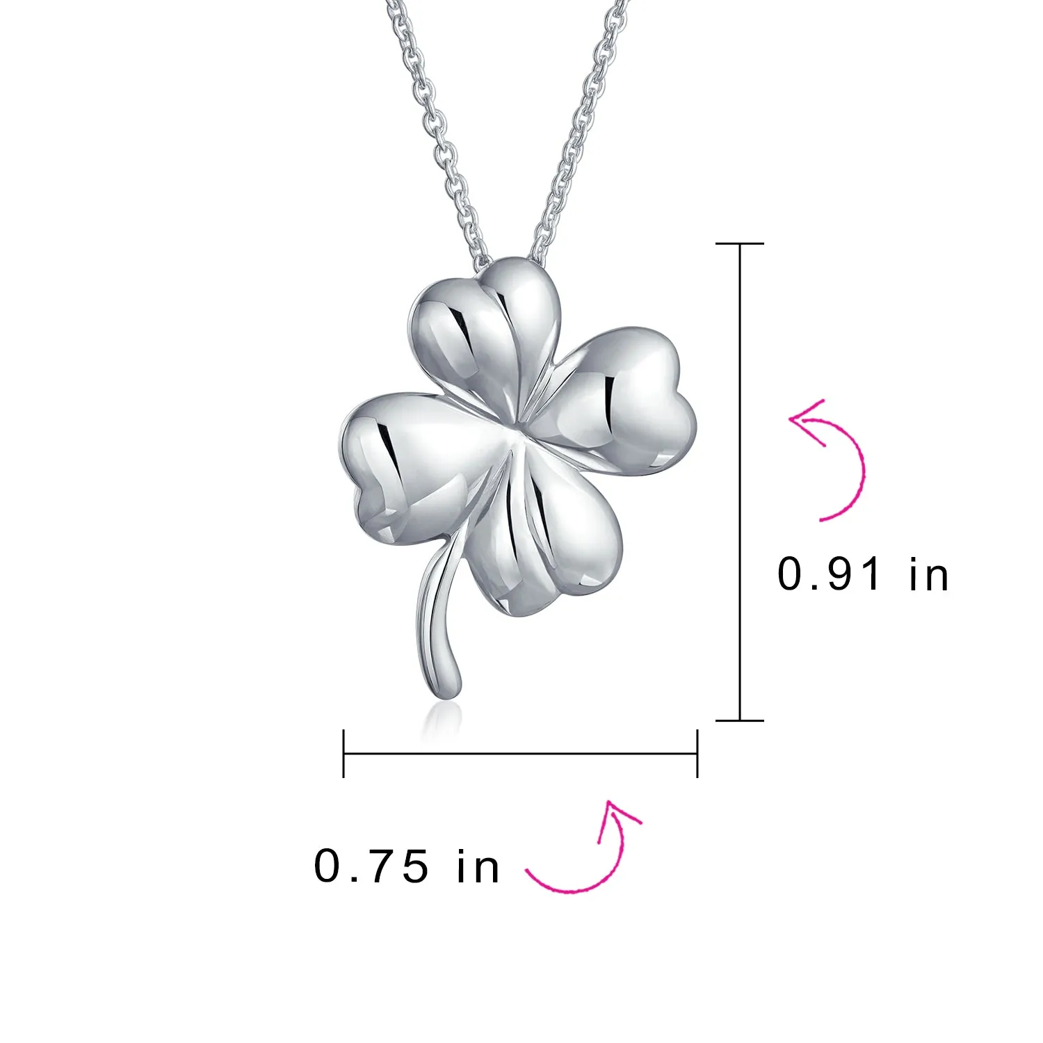 Jewelry Set Four Leaf Clover Shamrock Charm Pendant Necklace 925 Sterling Silver