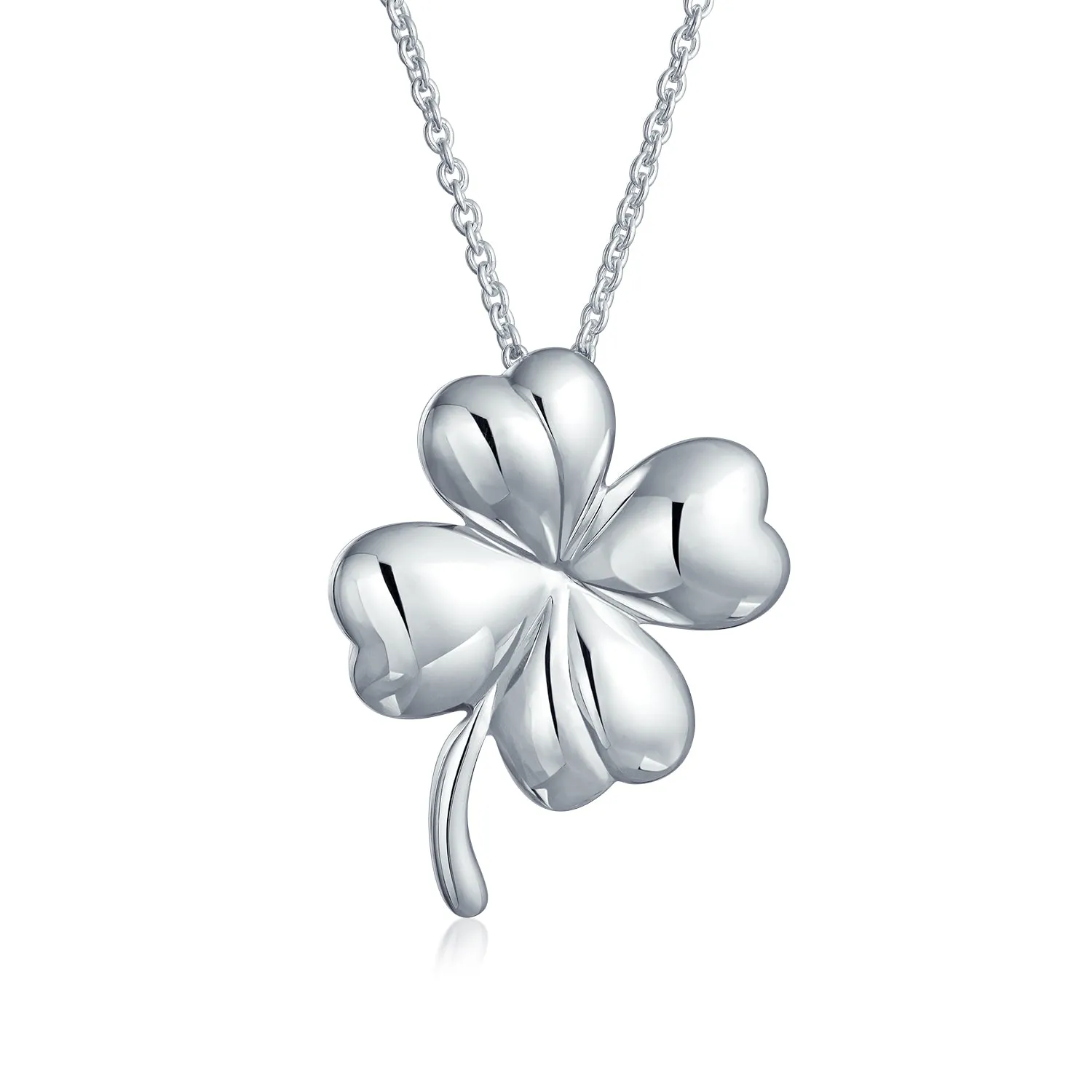 Jewelry Set Four Leaf Clover Shamrock Charm Pendant Necklace 925 Sterling Silver