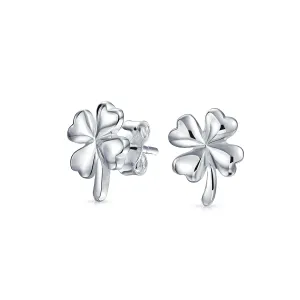 Jewelry Set Four Leaf Clover Shamrock Charm Pendant Necklace 925 Sterling Silver