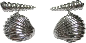 Kiola Designs Silver Toned Detailed Chained Shells Cufflinks