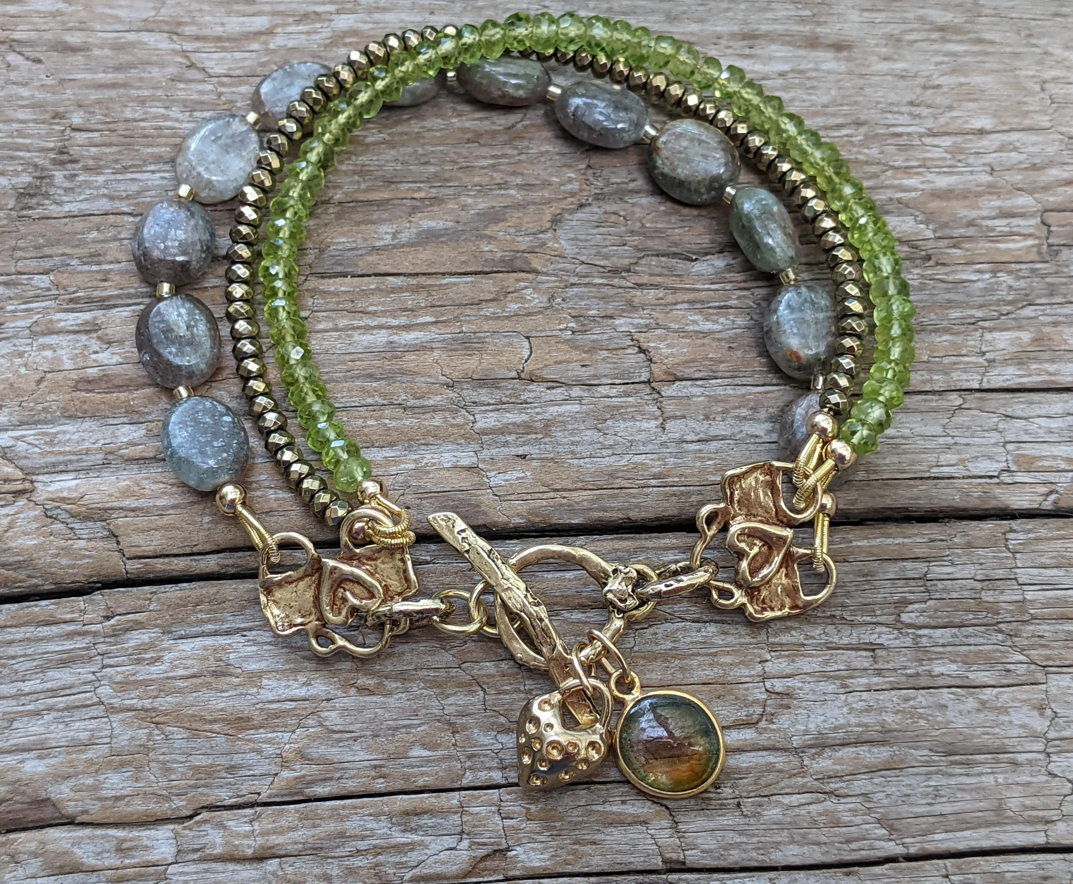 Kyanite, Peridot & Watermelon Tourmaline Bracelet