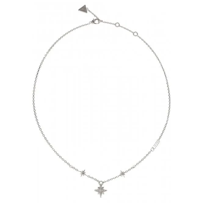 Ladies Guess In The Sky Silver Crystal Necklace UBN03329RH
