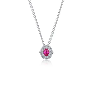 Lafonn Simulated Diamond & Ruby Halo Necklace N0320CRP20