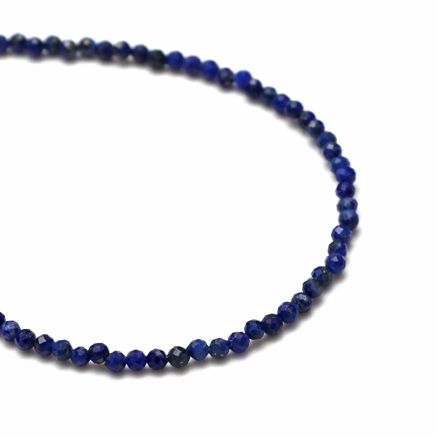 Lapis Lazuli Beaded Bracelet for Girls, Faceted Blue Beads 2.4-2.5 mm, Crystal Bracelet for Women, September Birthstone Jewelry, Healing Gifts, 8 inches Adjustable Chain