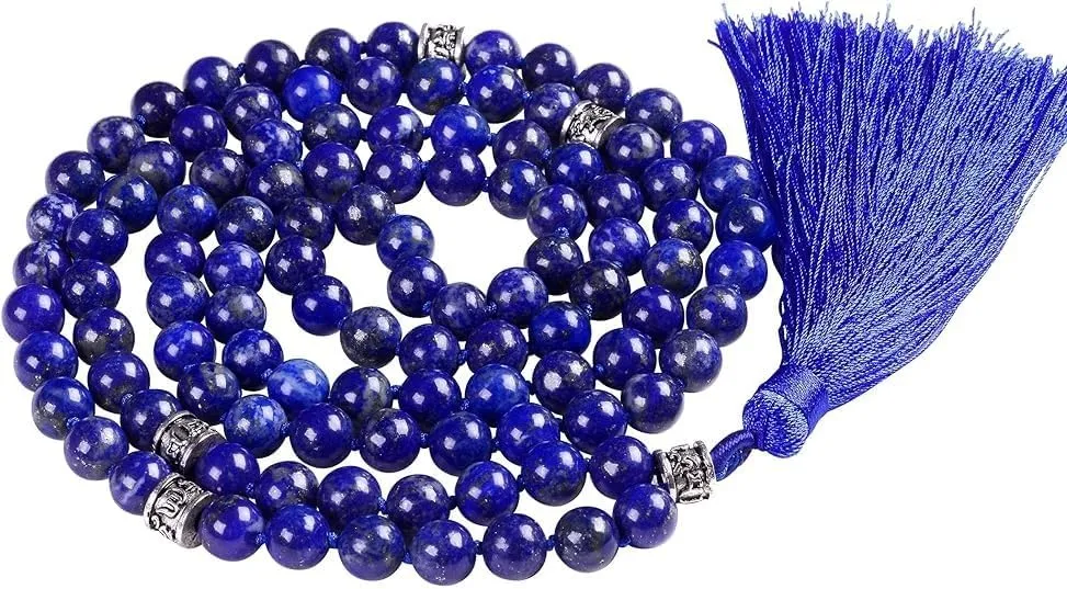 Lapis Lazuli mala Beads Necklace for Women,Man, mala Bracelet, Prayer Beads Necklace 108 gemstone Jaap mala