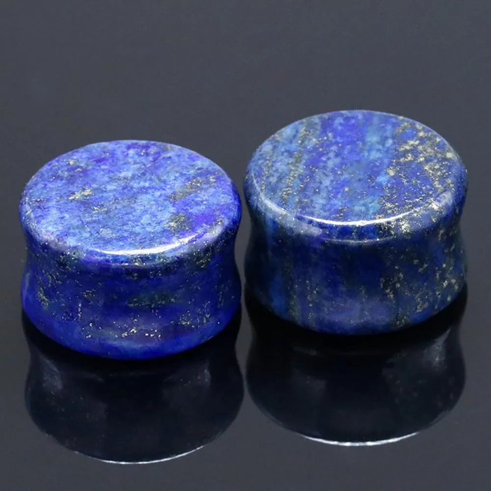 Lapis Lazuli Natural Stone Ear Plugs Double Flared Stretcher Earrings Gauges Tunnel Expanders 6-16mm Body Piercing Jewelry for Women Men