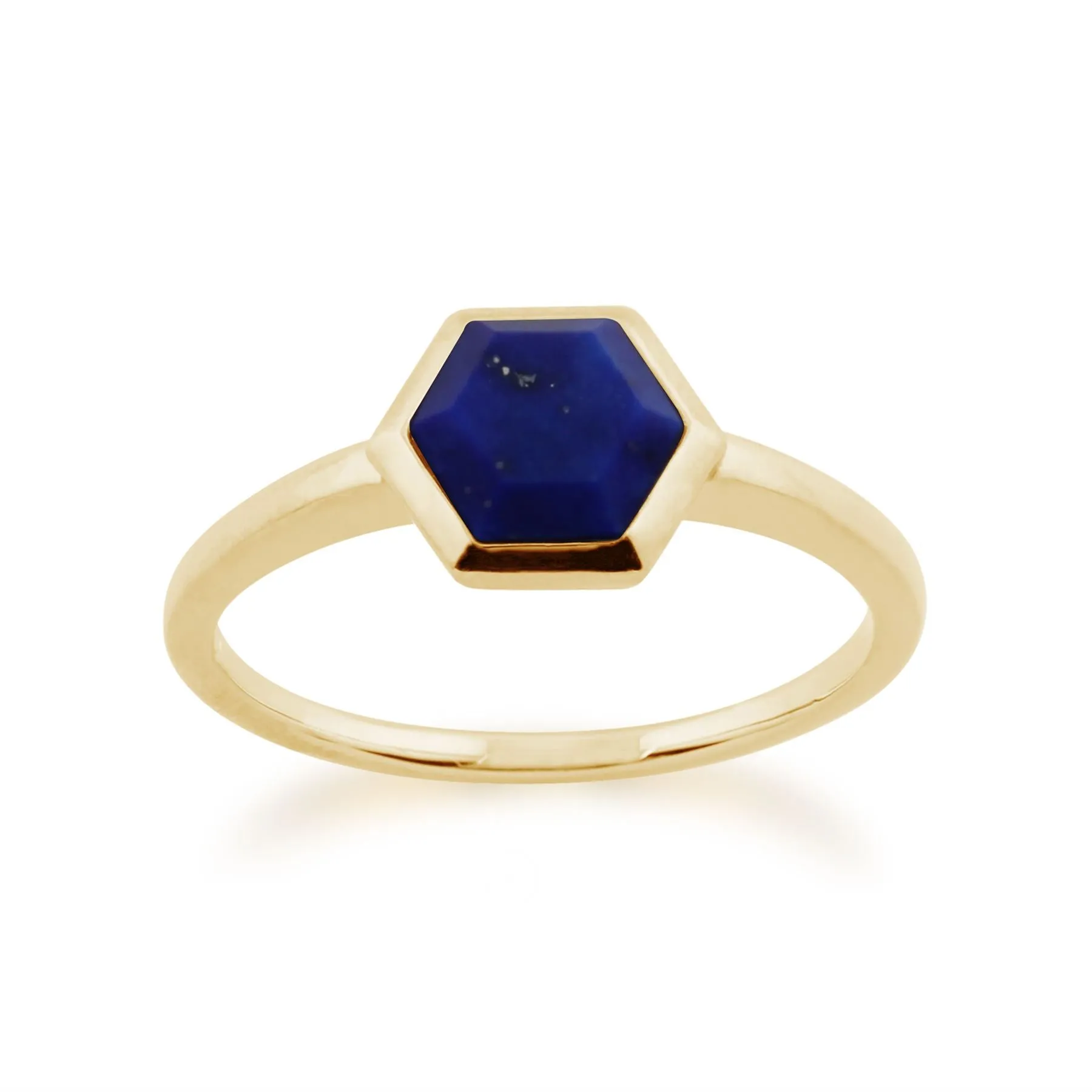 Lapislazuli Ring, 925 vergoldet Sterling Silber 1.10ct Karat LAPISLAZULI sechseckig Prism Ring