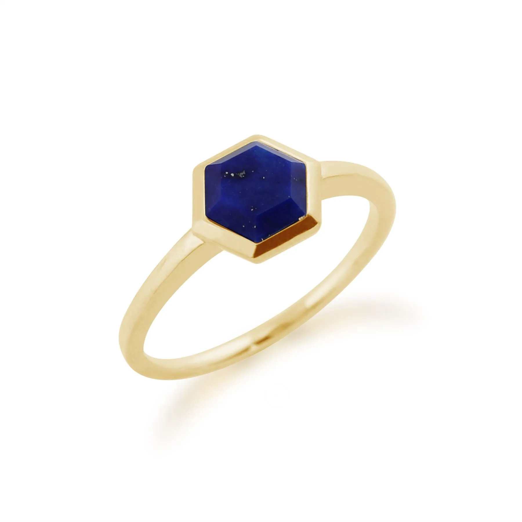 Lapislazuli Ring, 925 vergoldet Sterling Silber 1.10ct Karat LAPISLAZULI sechseckig Prism Ring