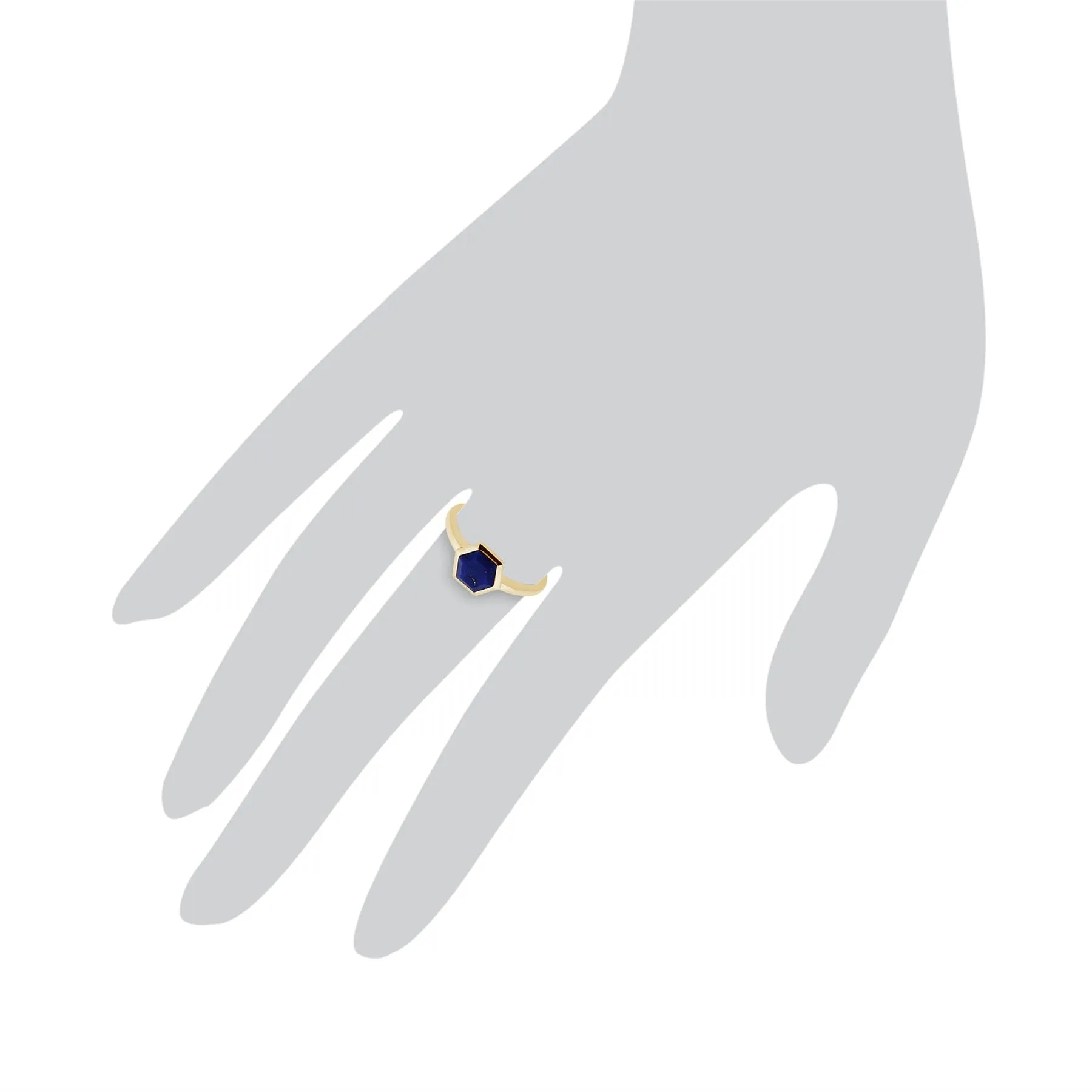 Lapislazuli Ring, 925 vergoldet Sterling Silber 1.10ct Karat LAPISLAZULI sechseckig Prism Ring