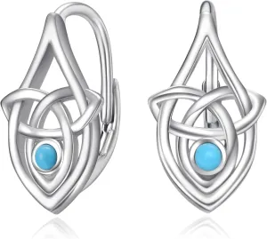 Leverback Earring for Women Girls Sterling Silver Dangle Drop Hoop Earrings Celtic Moonstone/Animal/Ankh Lever Back Hoops for Women Teens Birthday Anniversary Earrings Hypoallergenic