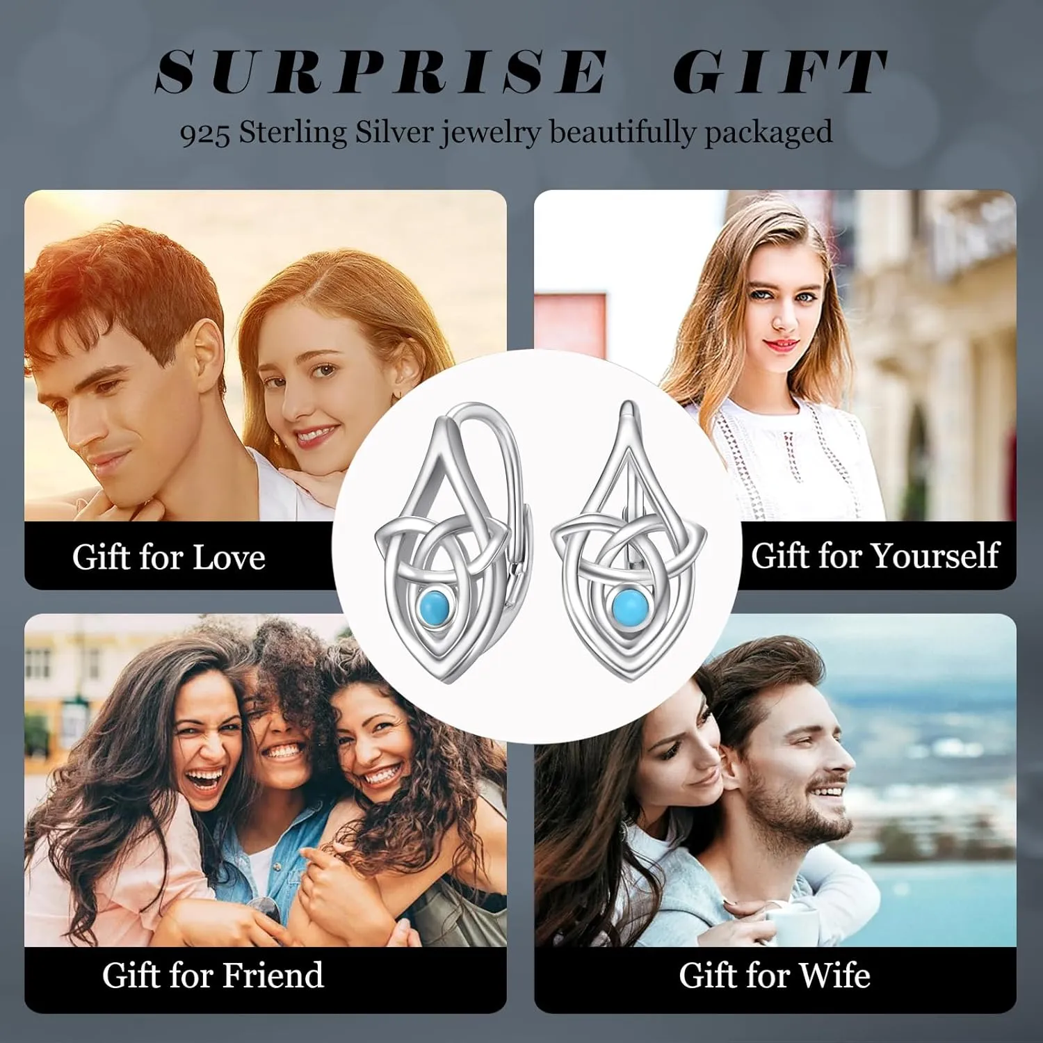 Leverback Earring for Women Girls Sterling Silver Dangle Drop Hoop Earrings Celtic Moonstone/Animal/Ankh Lever Back Hoops for Women Teens Birthday Anniversary Earrings Hypoallergenic