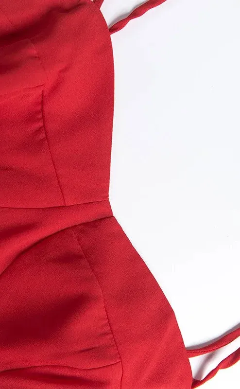 Lily Strappy Red Midi Dress