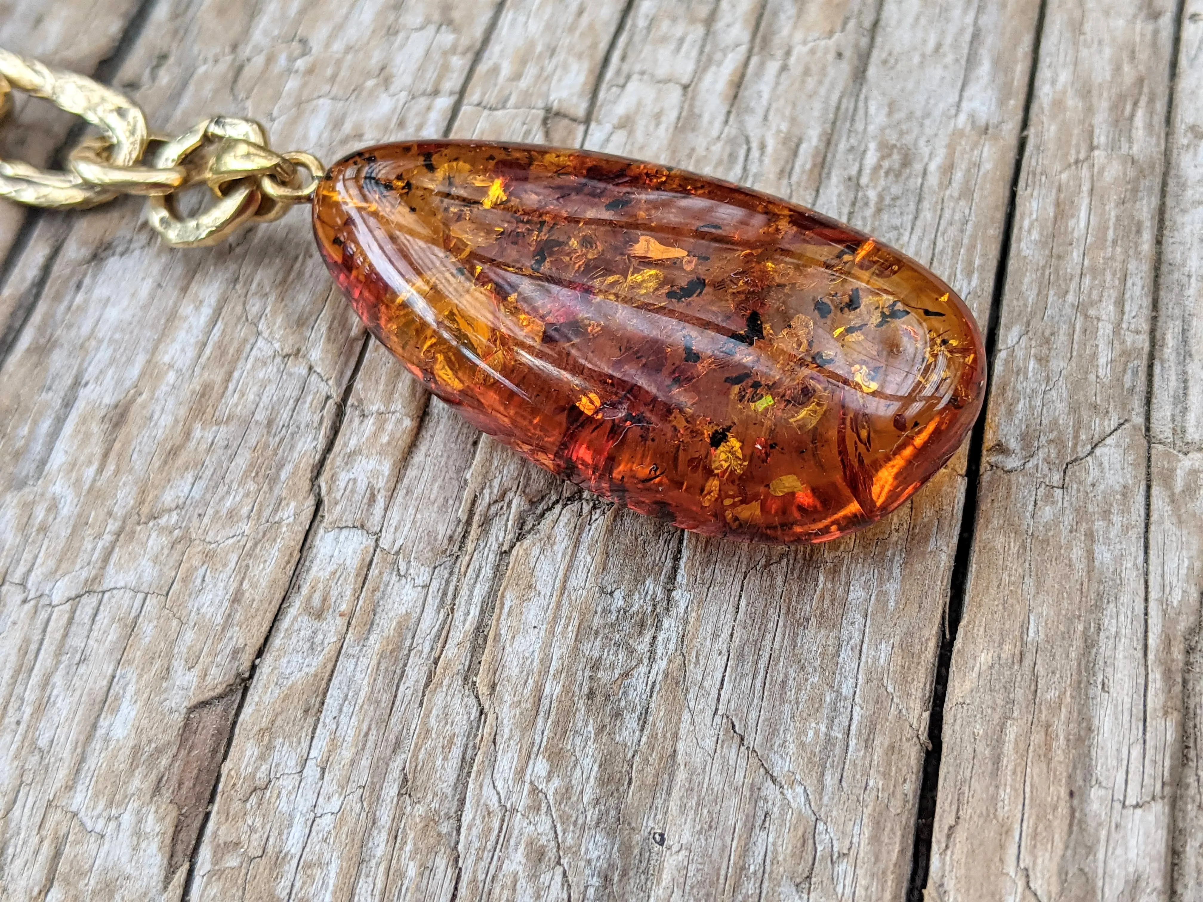 Long African Turquoise Necklace & Baltic Amber Pendant