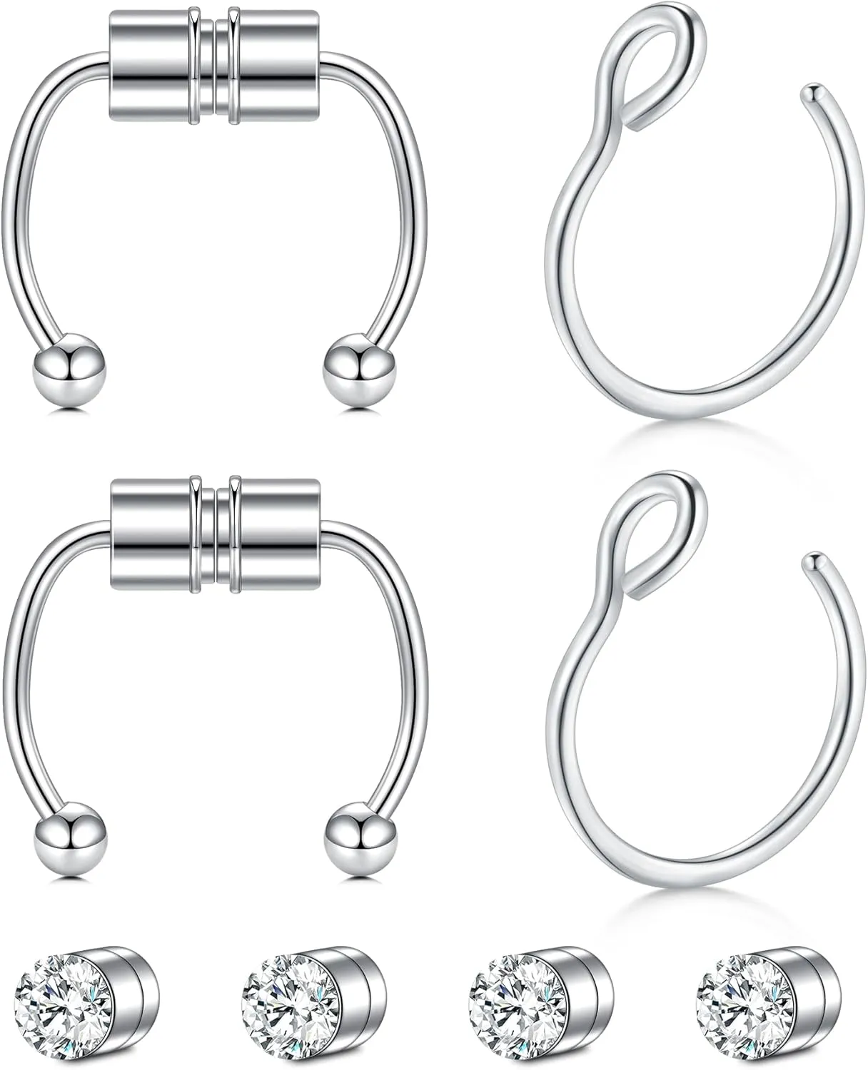 Longita Clip on Fake Nose Rings - Magnetic Septum & Stud Nose Piercings for Women