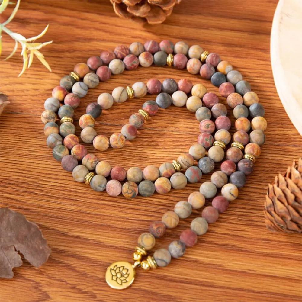 Mala Bead Strand Bracelet, 108 Buddhist Prayer Beads Yoga Meditation Green Malachite Beads Necklace Women man