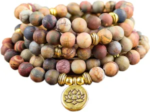 Mala Bead Strand Bracelet, 108 Buddhist Prayer Beads Yoga Meditation Green Malachite Beads Necklace Women man