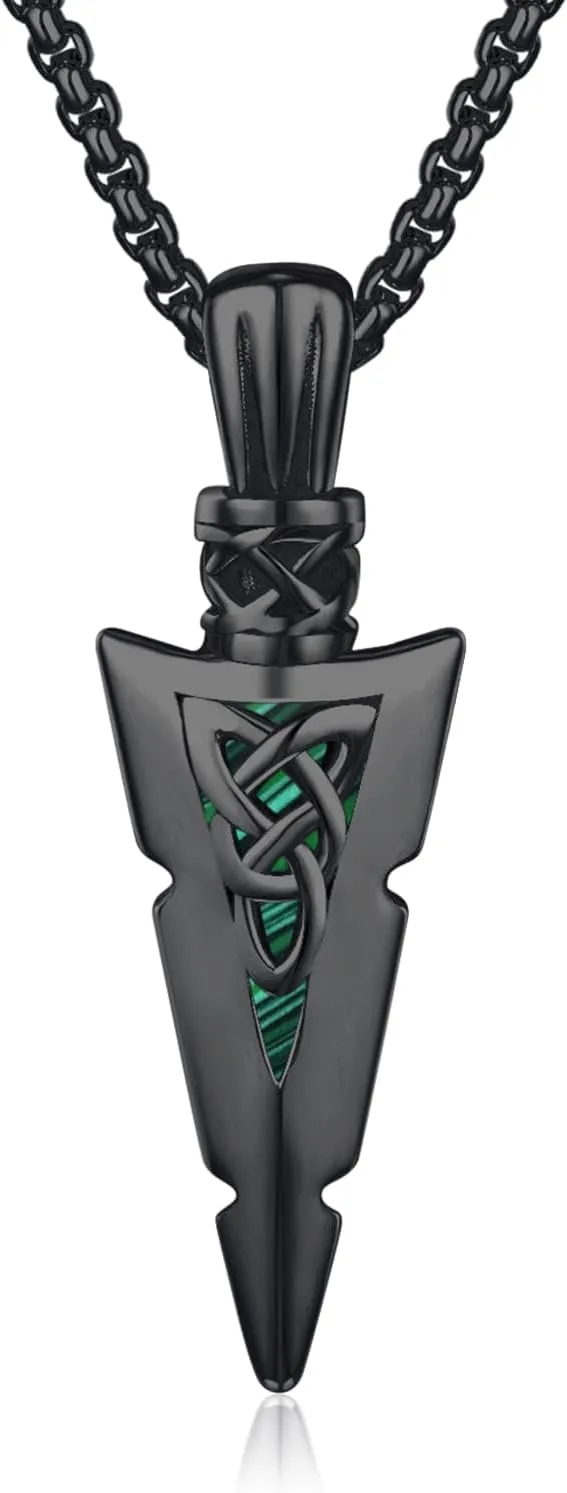 MEDWISE Arrowhead Necklace for Men 925 Sterling Silver Arrow Necklace Celtic Necklace for Men Arrow Necklace Celtic Jewelry for Women Viking Gifts for Men Women