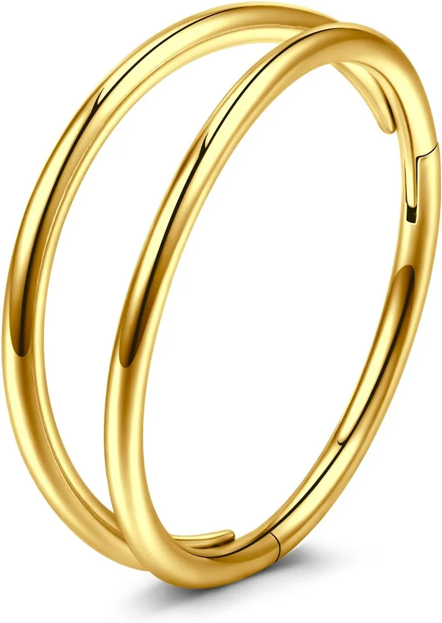 MODRSA Double Hoop Nose Ring - Silver Gold Diamond 316L Surgical Steel Cartilage Earring Helix Hoops 20g 18g 16g