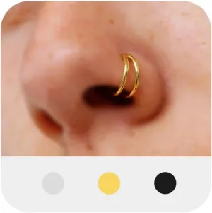 MODRSA Double Hoop Nose Ring - Silver Gold Diamond 316L Surgical Steel Cartilage Earring Helix Hoops 20g 18g 16g