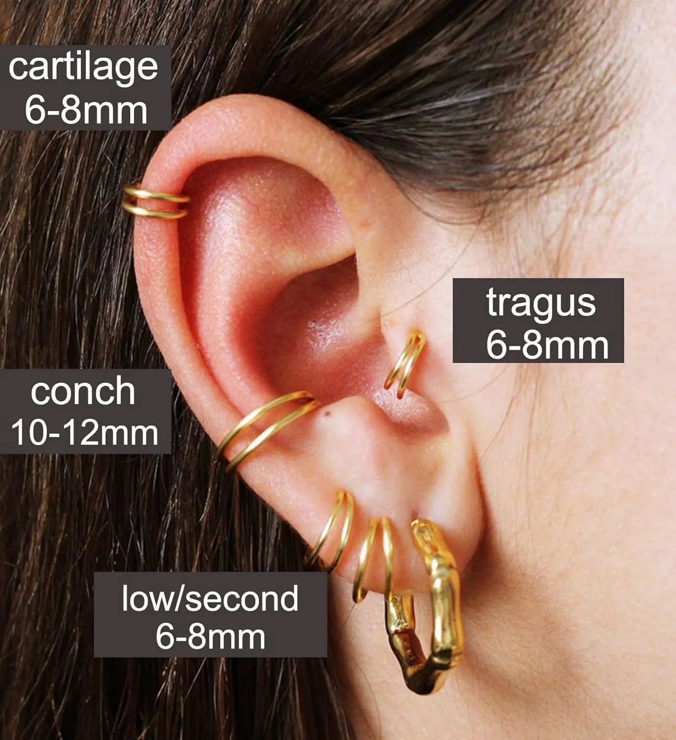MODRSA Double Hoop Nose Ring - Silver Gold Diamond 316L Surgical Steel Cartilage Earring Helix Hoops 20g 18g 16g