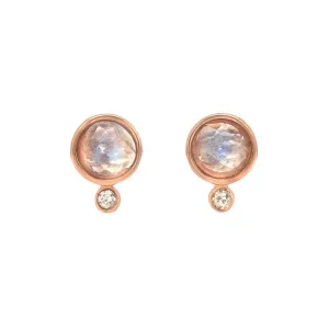 Moonbeam Moonstone Diamond Studs