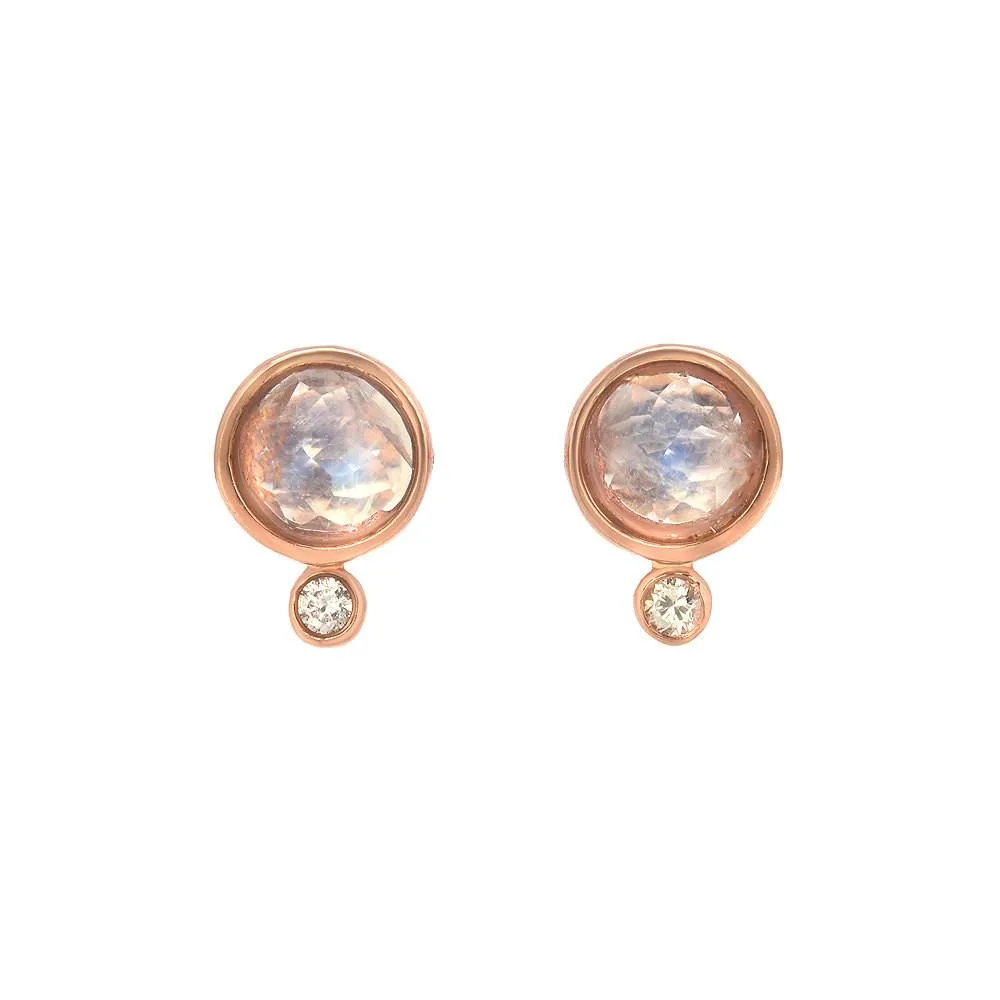 Moonbeam Moonstone Diamond Studs