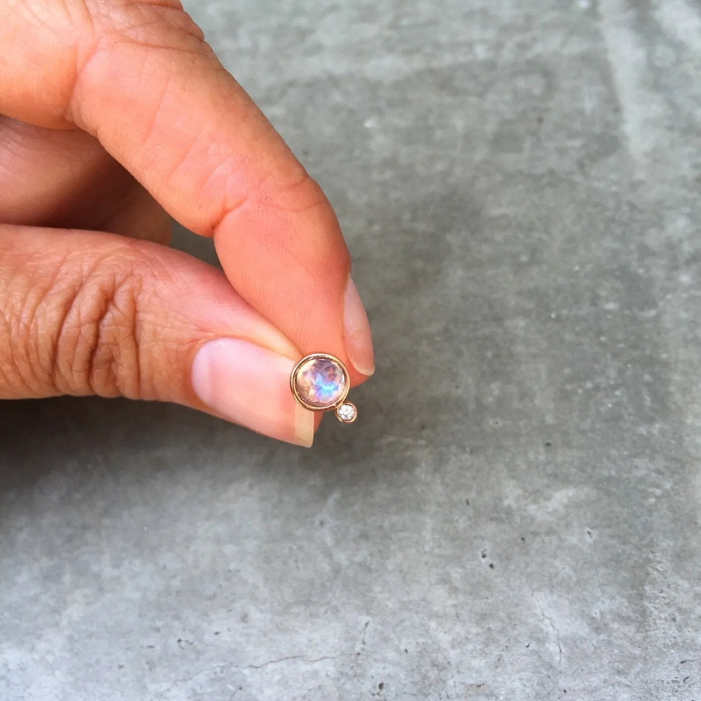 Moonbeam Moonstone Diamond Studs