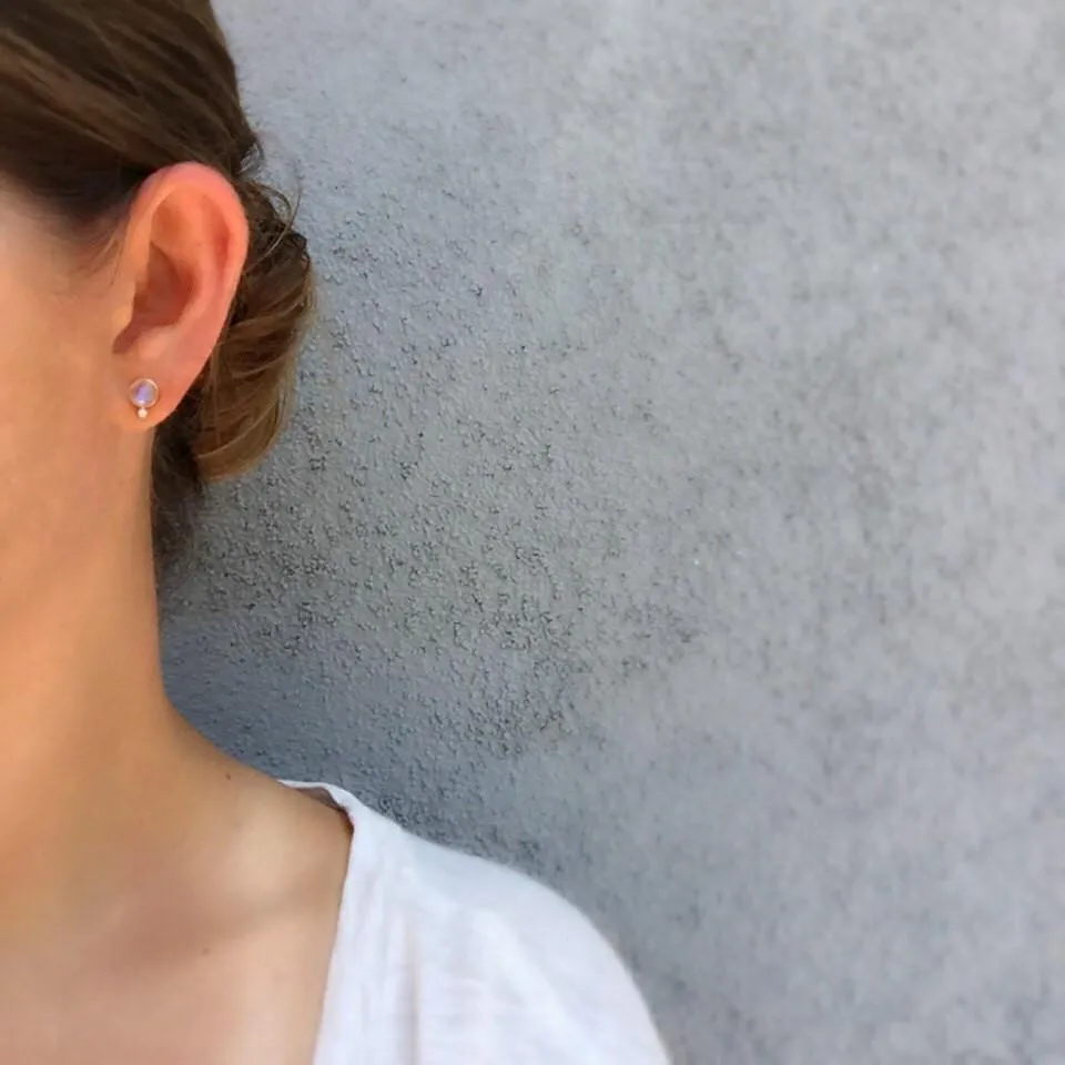 Moonbeam Moonstone Diamond Studs