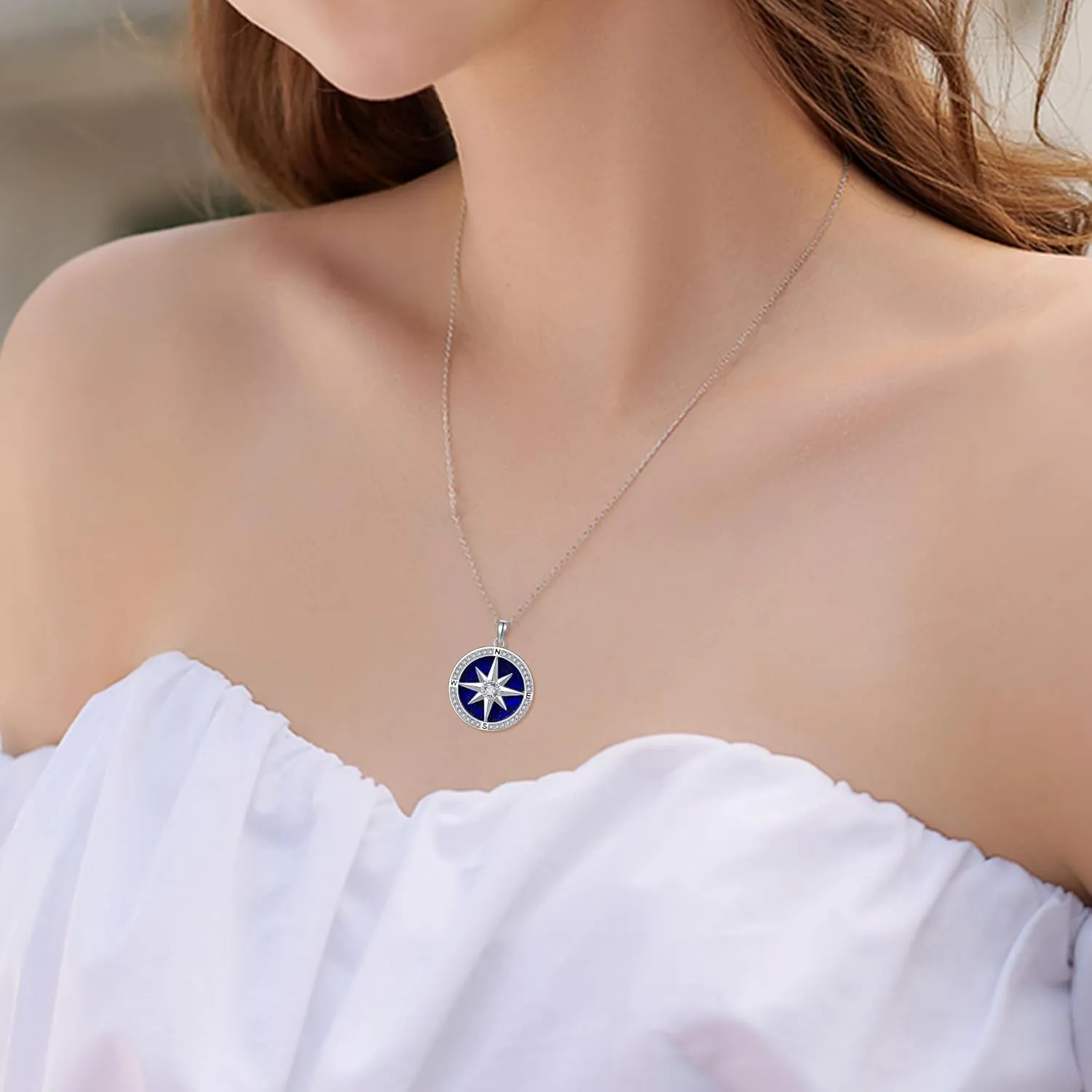 Moon/Lighthouse Necklace 925 Sterling Silver Abalone/Lapis Lazuli Lotus Flower Necklace for Women Crescent Jewelry Gift