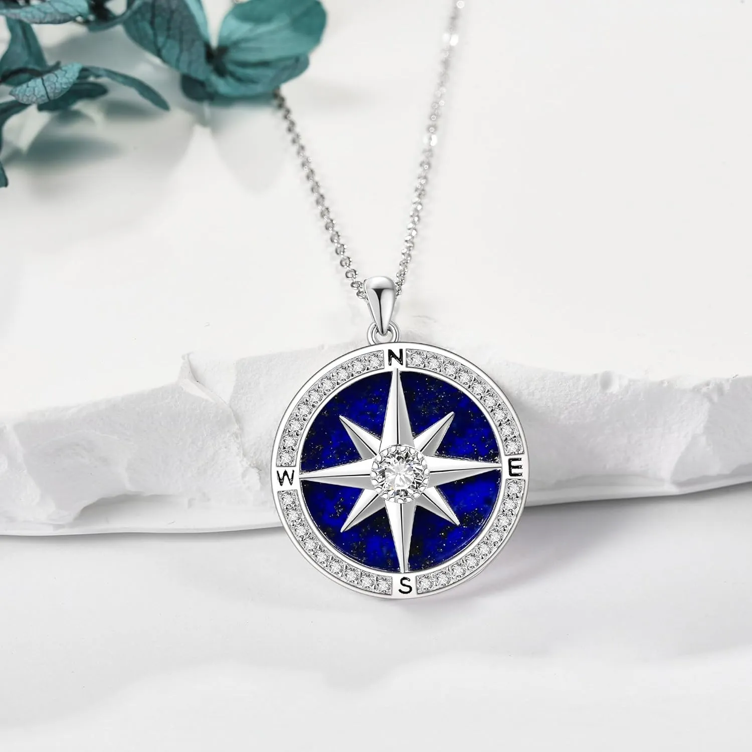 Moon/Lighthouse Necklace 925 Sterling Silver Abalone/Lapis Lazuli Lotus Flower Necklace for Women Crescent Jewelry Gift