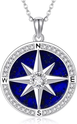 Moon/Lighthouse Necklace 925 Sterling Silver Abalone/Lapis Lazuli Lotus Flower Necklace for Women Crescent Jewelry Gift