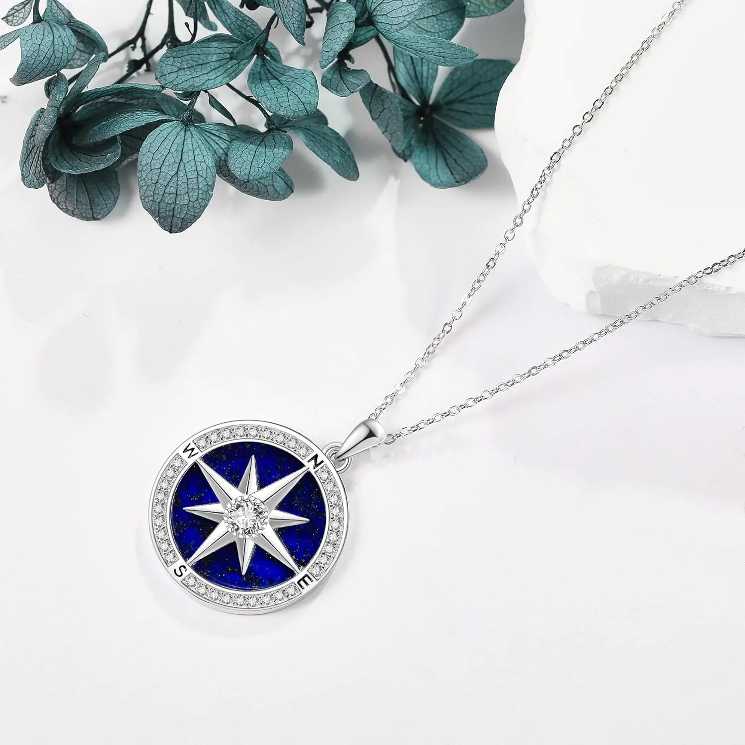 Moon/Lighthouse Necklace 925 Sterling Silver Abalone/Lapis Lazuli Lotus Flower Necklace for Women Crescent Jewelry Gift