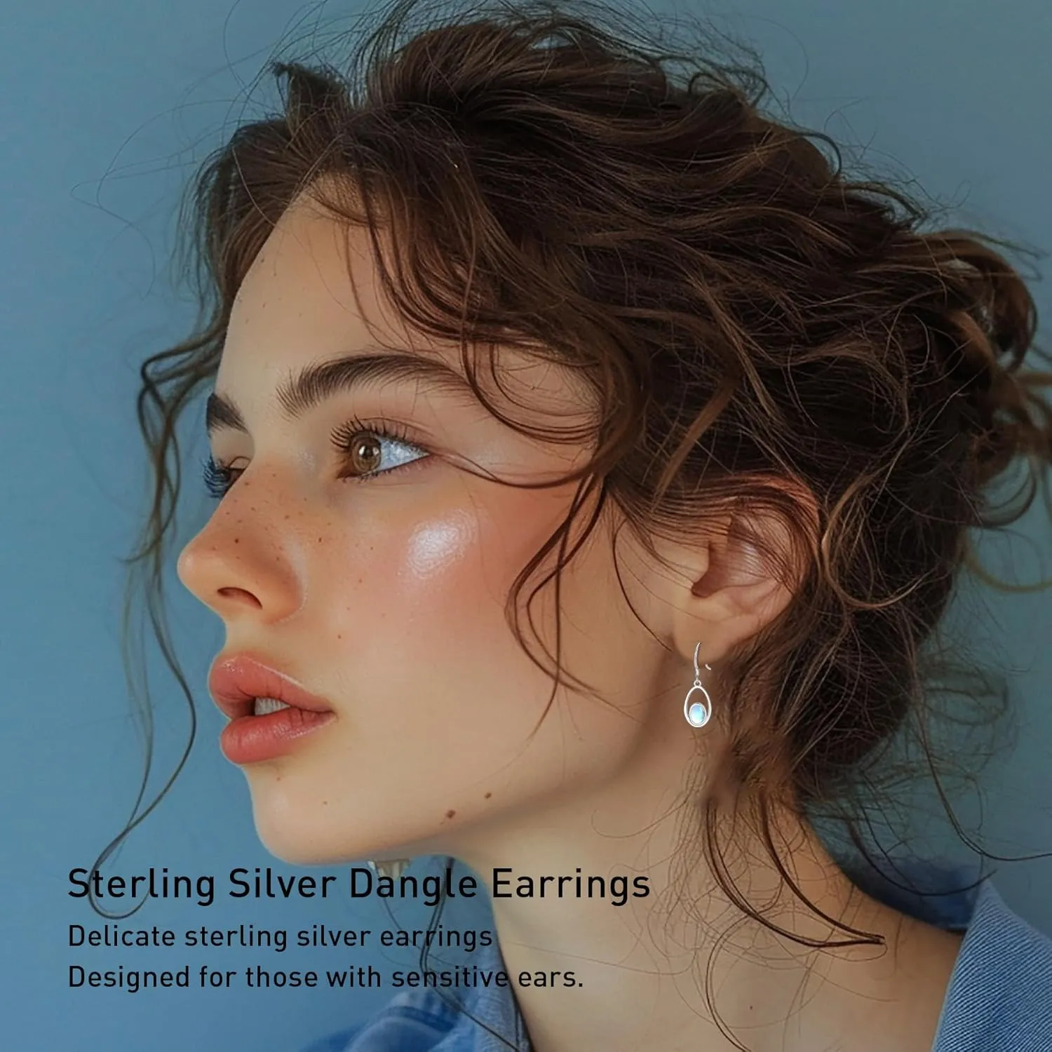 Moonstone/Opal/Turquoise Earrings for Women, 925 Sterling Silver Dangle Drop Earrings Moonstone Opal Turquoise Jewelry Gift for Birthday