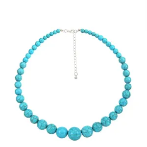 Mothers Day Gift - 925 Sterling Silver Real Turquoise Bead Choker Necklace Handmade Statement Charm Dainty Chunky Blue Turquesa Western Trendy Birthstone Jewelry for Women