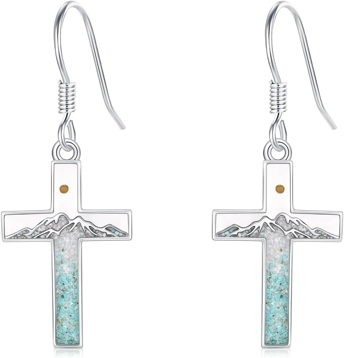 Mountain Earrings 925 Sterling Silver Turquoise Mustard Seed Dangle Drop Earrings Faith Jewelry Gifts for Women Girls