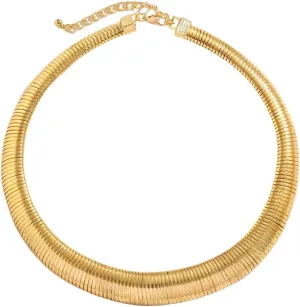 Mrotrida Women's Chunky Striped Flat Snake Collar Necklace Exaggerated Heavy Metal Twisted Thick Necklace