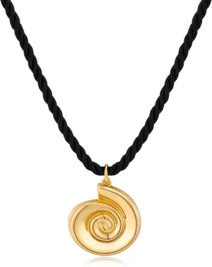 MUYAN Gold Ocean Conch Pendant Necklace Beach Jewelry Black Rope Necklace Ocean Shell Necklace Tribal Style Necklace