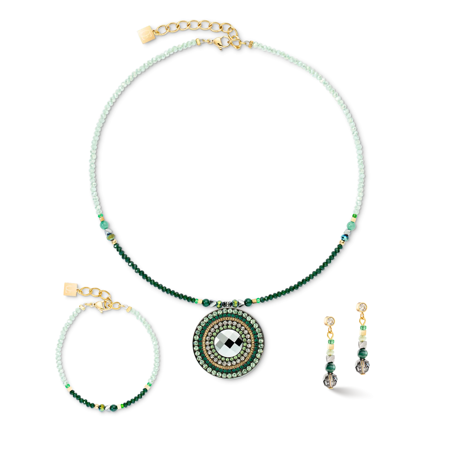 Necklace Amulet Glamorous Green gold