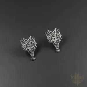 'O Pentagram Ignis' Behemoth sterling silver earrings (a pair)