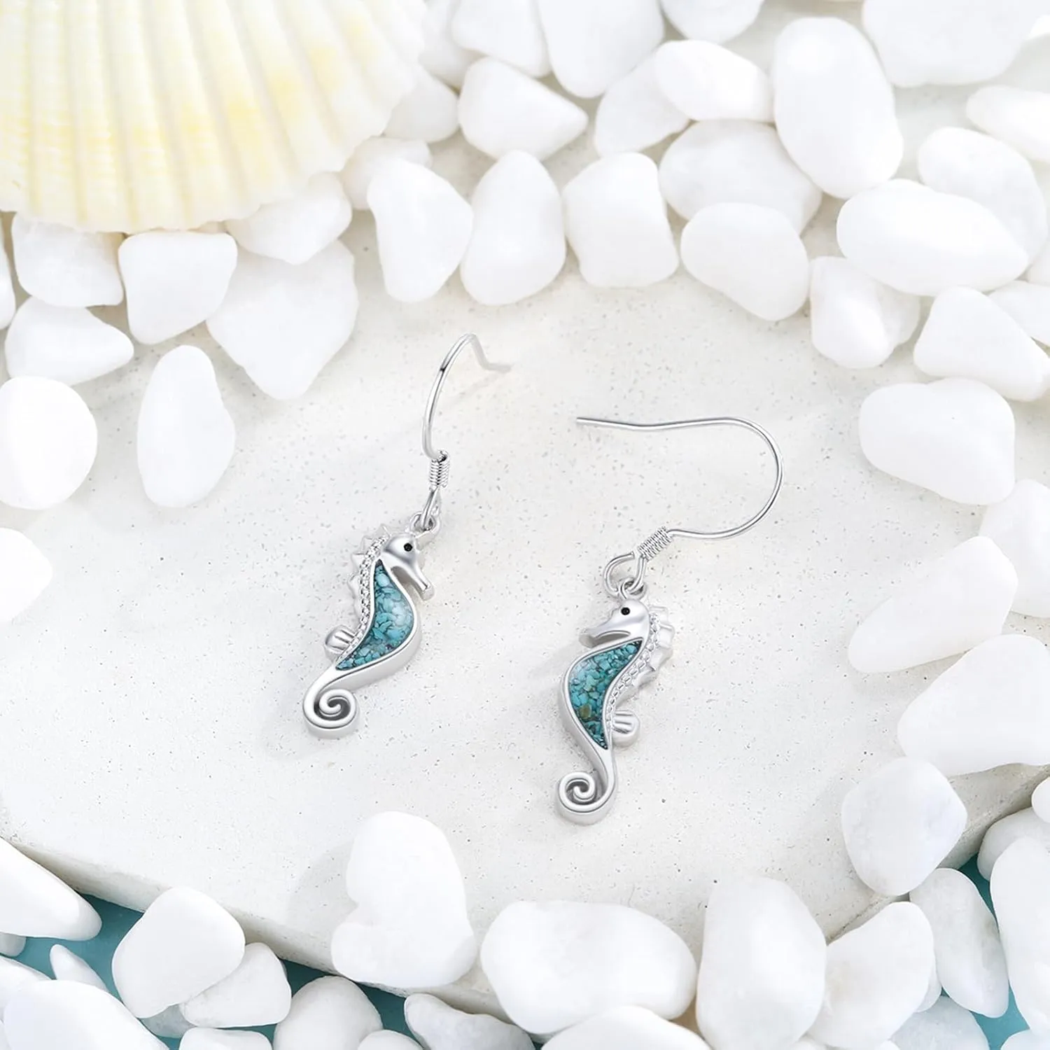 Ocean Earrings 925 Sterling Silver Turquoise Sea Animal Dangle Drop Earrings Beach Themed Jewelry Gifts for Women Girls