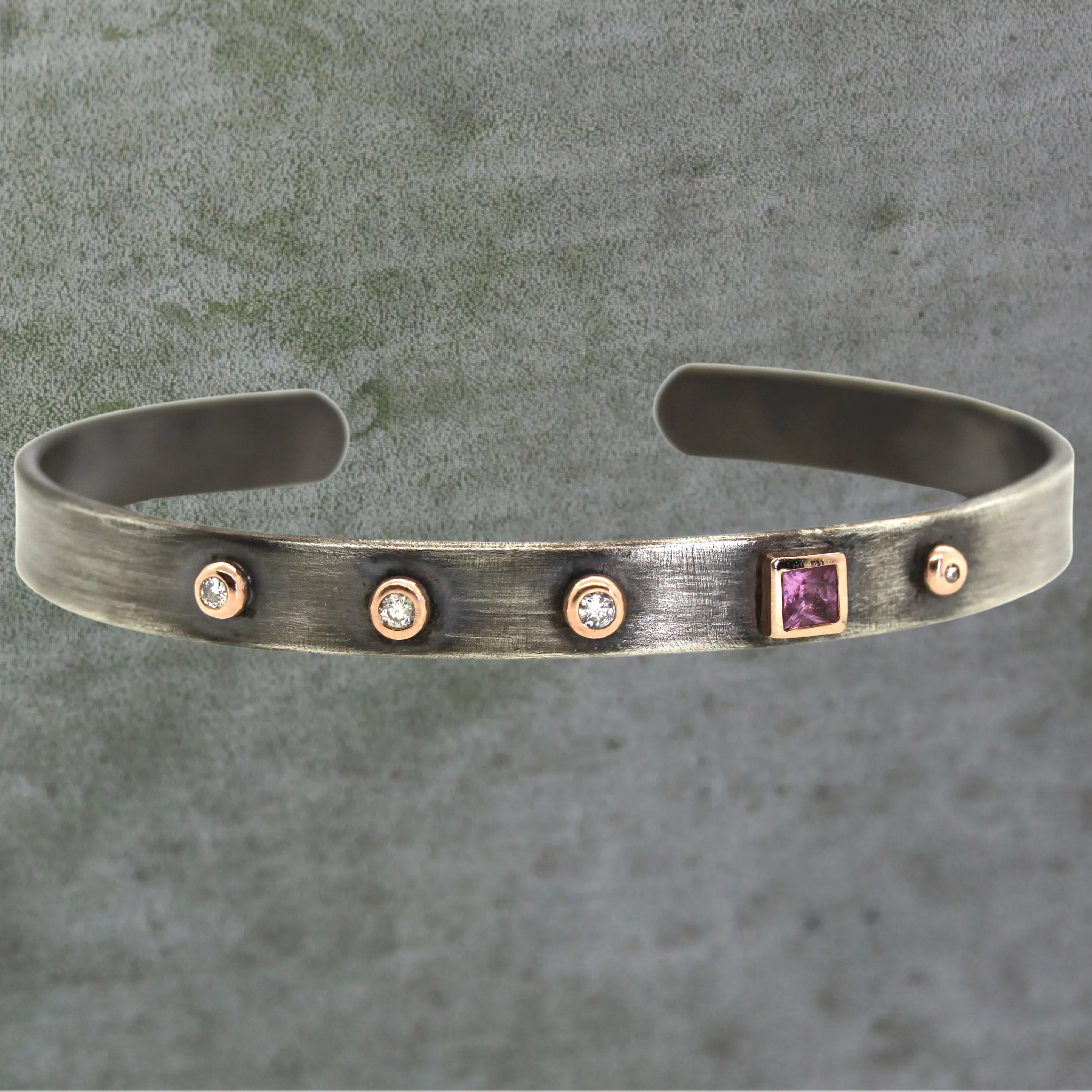 Pink Sapphire & Diamond Cuff Bracelet