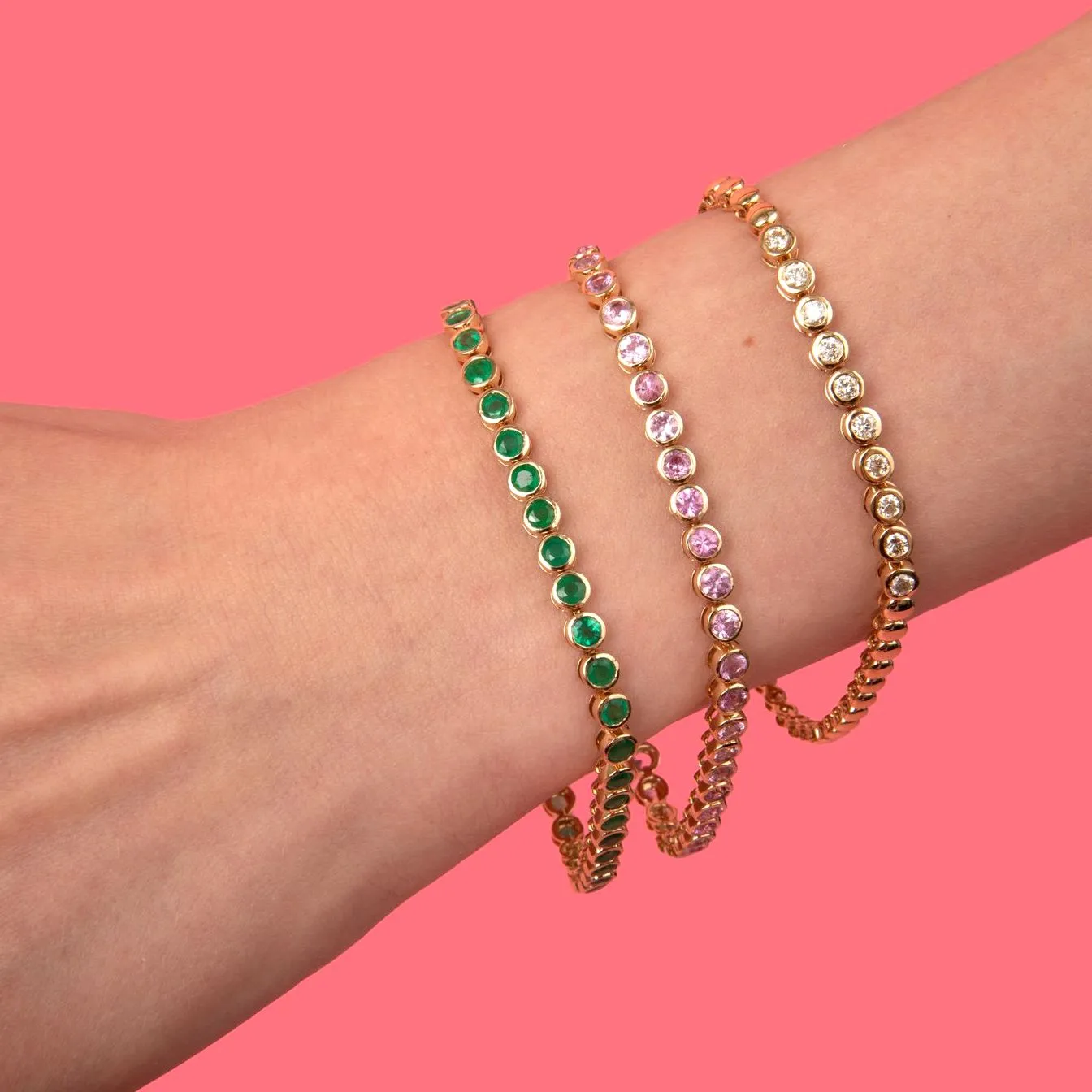 Pink Sapphire Bezel Bracelet